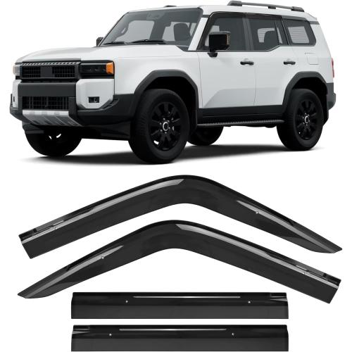 Rain Guards Compatible with 2024 2025 Toyota Land Cruiser LC250 Prado J250 Accessories Vent Visors Fit for Lexus GX550 GX550h 2024 2025 Acrylic Tape-on Side Window Vent Visor Deflectors 4Pcs