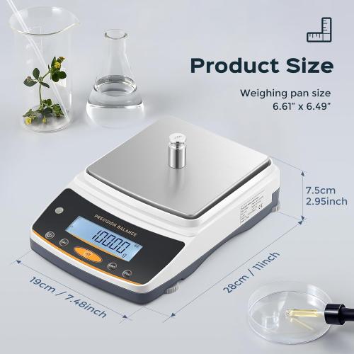 Bonvoisin Lab Scale - 5000g x 0.01g, Rechargeable Digital Scale with RS232 Interface, 0.01g Accuracy