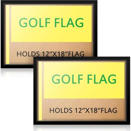 Marsui 2 Pieces Golf Flag Display Frames for 12'' x 18'' Golf Flag Compact Black Photo Frame, Flags Not Included, Frame Size 13.7 x 19.7 Inch