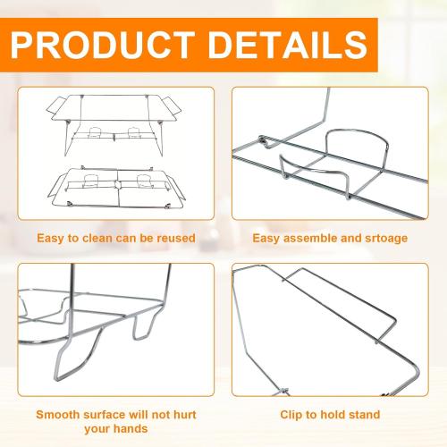 8 Pcs Buffet Wire Rack Buffet Rack, Reusable Buffet Wire Rack Chafing Stand for Catering Pan Food Dish Serving Tray Buffet Birthday Supply (Silver)