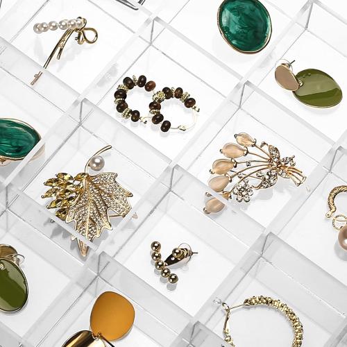 Large Clear Jewelry Organizer Display Tray, Storage Case for Rings, Earrings, Necklaces, Acrylic Drawer Organizer Trays (24 Grids)