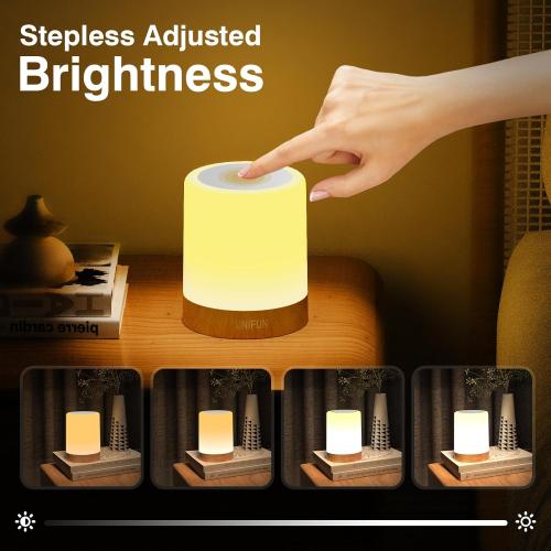 Night Light, Touch Lamp for Bedrooms Living Room Portable Table Bedside Lamps with Rechargeable Internal Battery Dimmable 2800K-3100K Warm White Light & Color Changing RGB (Regular Size)…