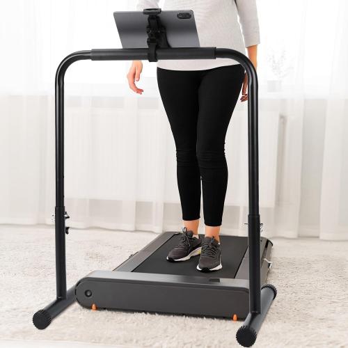 Leinuosen 24.4 Inch Wide Handle Bar for Walking Pad Only with Phone Holder Adjustable Handrail Height from 30.7 to 39.37 Inch Comfortable Grip Stainless Steel Frame Overbold Stable