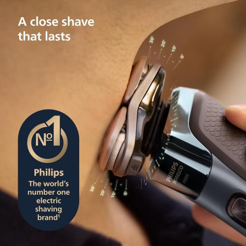 Philips Norelco Shaver i9000, Wet & Dry Electric Shaver, Taubenblau, SenseIQ Technology, Triple Lift & Cut System, 360 Rotating Dual SteelPrecision Precision Blades, Beard Styler, Model X9001/91