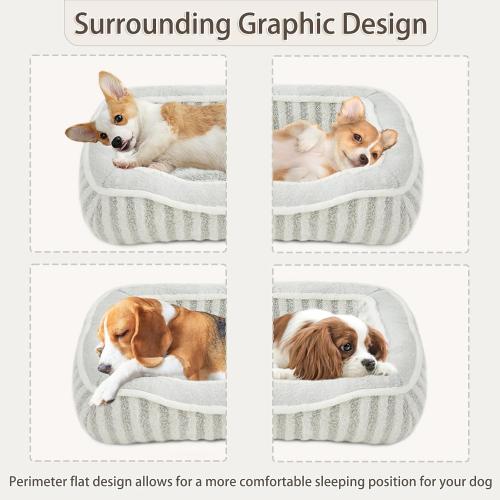 Dog Bed for Extra Small Dogs Breeds,Cat Bed,Puppy Kennel Bed with Pillow,Washable Deluxe Plush Dog Crate Beds,Comfy Durable Rectangular Pet Sleeping Bed & Non-Slip Bottom,Grey (19X16)