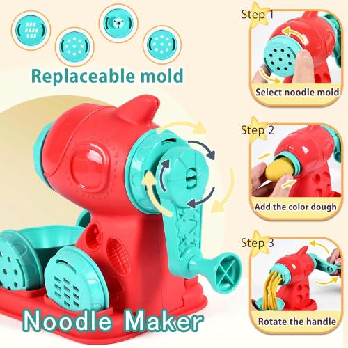3 in 1 Color Dough Kitchen Creations Set, Ice Cream Spaghetti Burger Maker Machine, Art Crafts Food Modeling Toys, Accessories Tools Kit for Boys Girls Kids Toddlers Ages 3  (12 Colors Dough)