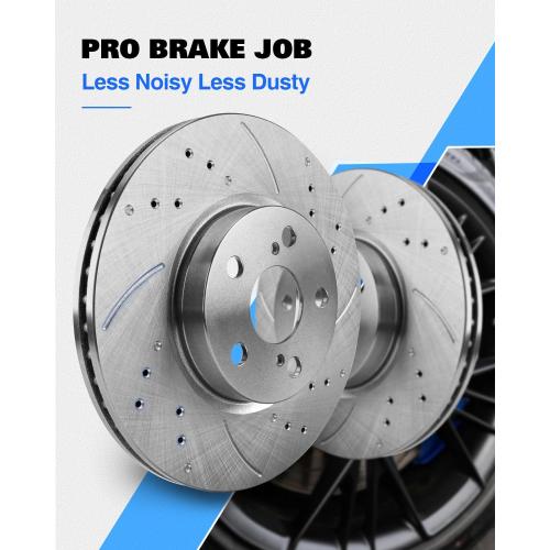 Anpulsero Brake Pads And Rotors Kit Front Compatible with 1999-2004 Honda Odyssey, 2001-2005 Acura MDX, Automotive Replacement Brake Kits 31275 D793-7663 Drilled And Slotted Rotors 299.7mm(11.8in)