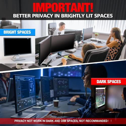 Computer Privacy Screen Filter for 27 Inch 16:9 Widescreen Monitor, Anti-Spy/Anti Glare Protector Office Accessories - WxH: 23 9/16 x 13 1/4 (598mm x 337mm) (Not for 27 16:10)