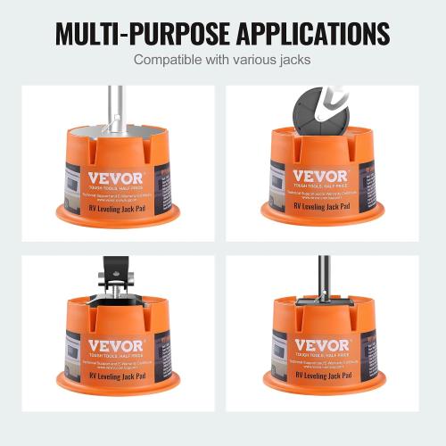 VEVOR Trailer Jack Block, 2000 lbs Capacity per RV Leveling Block, Polypropylene RV Camper Stabilizer Blocks, RV Travel Accessories Use for Any Tongue Jack, Post, Foot, 5th Wheels, 2-Pack