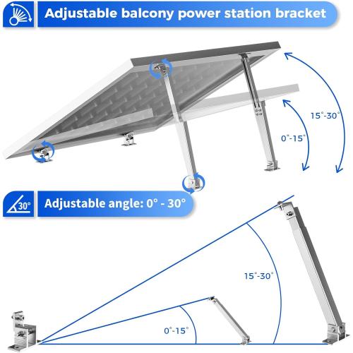 SILVER 2 Set Adjustable Solar Panel Tilt Mount Brackets Aluminum Alloy Mounting Bracket Stand Systems Support 50W 70W 100W 150W 200W 300W 400W Panels for Roof/Boat/Flat Surface