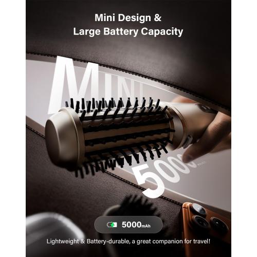 Cordless Hair Straightener Brush, 2 in 1 Curling & Straightening Brush with 200 Million Negative Ions, Mini Travel Hot Straightener Comb for Women, Fast Heating & Dual Voltage