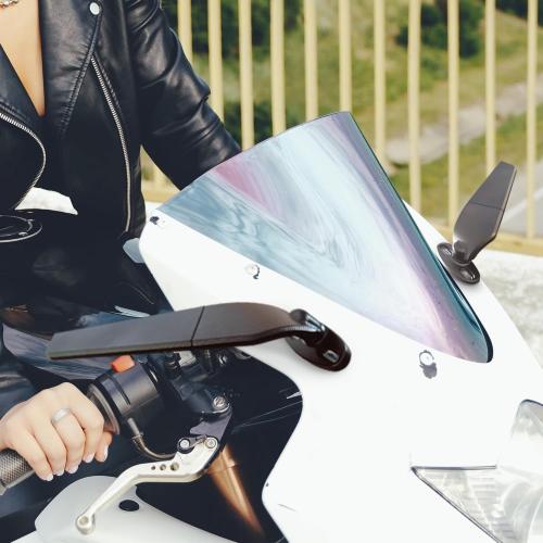 Aerodynamic Motorcycle Mirrors, 1 Pair Modified Racing Motorcycle Rearview Mirror,Wide Viewing Angle Wing Mirrors,360° Rotation for Sport Bikes - Honda Kawasaki Suzuki Yamaha (Small)