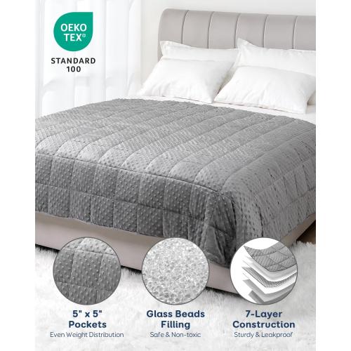 Kivik Breathable Weighted Blanket for Adults, 15 lbs Ultra Soft Minky Dot Heavy Blankets, Reversible Cooling and Warm Blanket for All Seasons, Machine Washable, 60x80 Queen Size, Grey