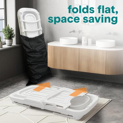 SereneLife 59 Portable Bathtub for Adults – Large Foldable Freestanding Bath Tub for Hot Spa & Cold Plunge Ice Bath, Indoor/Outdoor, Pet & Family Use, Complete Set