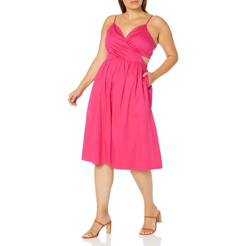 SIZE LARGE The Drop Women's Makenna Strappy Cross-Front Smocked-Back Midi Dress