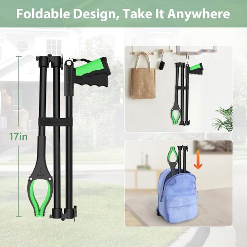 52 Extra Long Grabber Reacher Tool, Foldable Reacher Grabber Pickup Tool with Strong Magnetic & 360° Rotating Anti-Slip Jaw, Extension Trash Picker Upper Grabber for Indoor & Outdoor