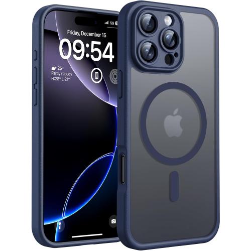 TOCOL Magnetic for iPhone 16 Pro Case, Upgraded Full Camera Protection, Compatible with Magsafe, Drop Protection, Translucent Matte Back Bumper for iPhone 16 Pro 6.3-Inch (Dark Blue)