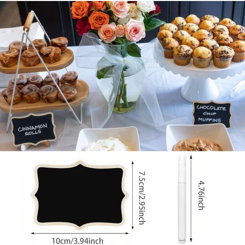 3 pcs Mini Chalkboard Signs with Stand,Food Labels for Party Buffet, Food Tag/Name Card for Wedding Table, Name Tag Drink Labels Taco/Candy Bar/Bake Sale Food Sign, Catering Supplies Buffet Display