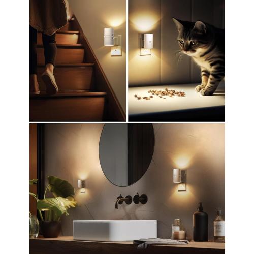L LOHAS LED Motion Sensor Night Light Plug in, [2 Pack] Motion Activated Night Light, 0-100LM Dimmable, Soft White 3000K, Motion Sensor Light Indoor for Bathroom Hallway Bedroom Stairway Kids Elderly