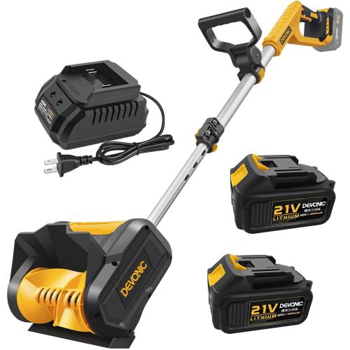 DEVONIC Cordless Snow Shovel & Snow Blower 20V Electric | Lightweight Powerful Battery Snow Shovel with Adjustable Front Handle&Telescopic Pole | Fast Clearing for Driveway, Sidewalk & Patio