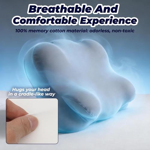 Cloud Pillow - Ergonomic Memory Foam Pillow with Cervical Support for Side Sleeper & Neck Pain Relief, Adjustable Contour Cooling Pillow for Adults, Back and Stomach Sleepers Alignment Support