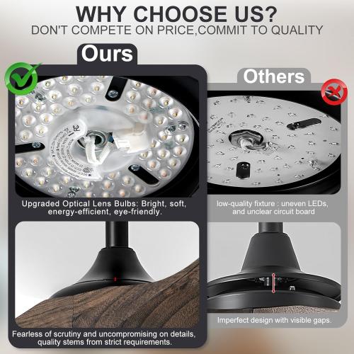 Eliora 60 Inch Ceiling Fans with Lights, Wood Outdoor Ceiling Fan for Patio and Remote Control Rustic Propeller Large Ceiling Fans with Light Farmhouse Indoor Quiet High cfm, Deep Brown