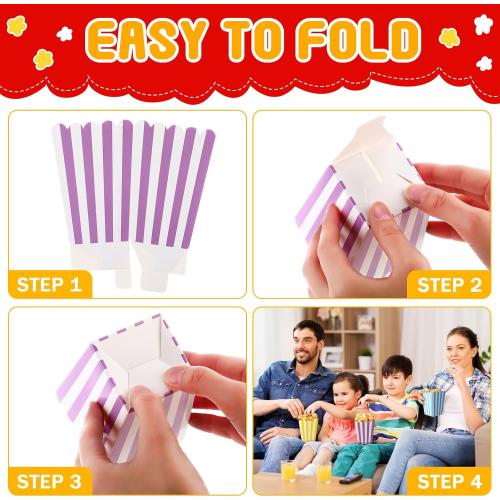 Gueevin 36 Sets Mini Popcorn Boxes and Clear Treat Bag Set