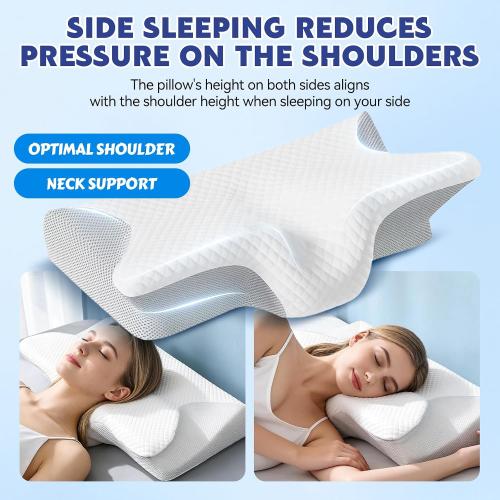 Neck Haven Pillow for Sleeping Ergonomic Sleep Apnea Snoring Pillow with Memory Foam Neck Head Shoulder Support Pillows for Side,Back,Stomach Sleeper (White)