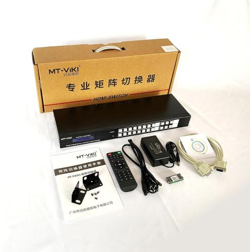 MT-VIKI 4K HDMI Matrix Switch 8X8 w/Web GUI & Audio Extraction w/Remote, 4K@30Hz, Rack Mount Switcher & Splitter, EDID, RS232, LAN Port, APP, Fit 1U 19'' Rack for Conference Room, Church, Bar