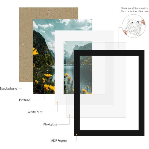 Picrit 16x20 Picture Frame 3 Pack, Black Poster Frame, Display Poster 11 x 14 with Mat or 16 x 20 without Mat for Horizontal or Vertical Wall Mounting