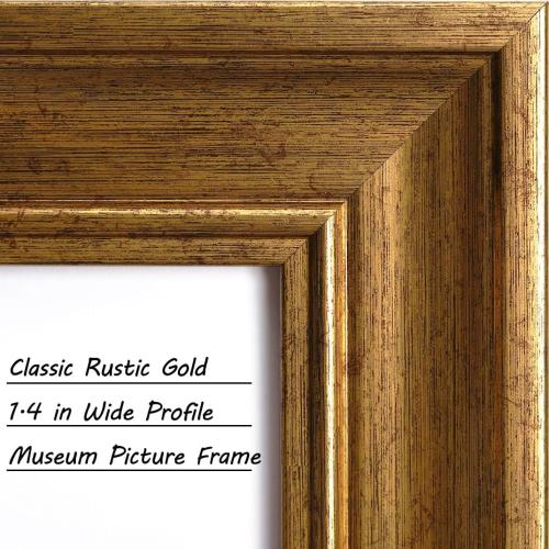Yaetm 5x7 Gold Picture Frame Set of 4, 1.4” Wide Molding & Rustic Gold Photo Frames 5 x 7 with HD Tempered Glass, Display on Tabletop & Wall Mounting, 4 Pack