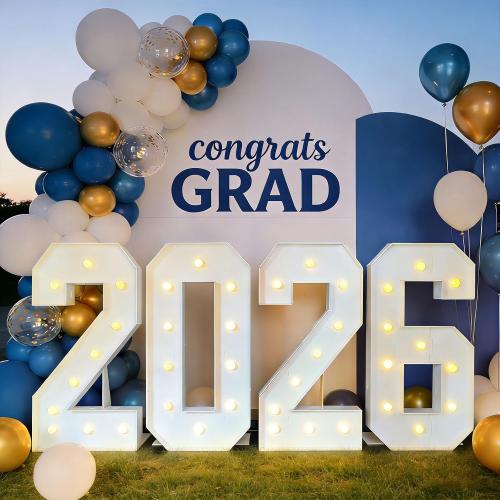 4ft 2026 Light Up Numbers Class of 2026 Graduation Decorations Large Sign Big Grad Mosaic Foam Board Giant Jumbo Lighted Marquee Letters 4 Feet Tall with Lights High School College Party Prom Decor