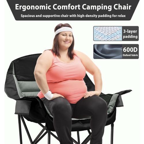 Oversized Camping Chair, Portable Folding Camping Chairs with Side Pocket, Cup Holder and Carry Bag, Heavy Duty Outdoor Camping Chairs for Adults, Fishing, Sports, Trip, up to 400lbs, Style 4