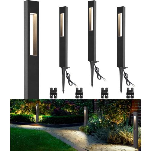 SUNVIE 3W Low Voltage Pathway Lights 3000K LED Low Voltage Landscape Lights 12V Waterproof Landscape Path Lights Low Voltage Landscape Lighting for Walkway Yard Backyard Garden ETL Listed Cord, 4 Pack