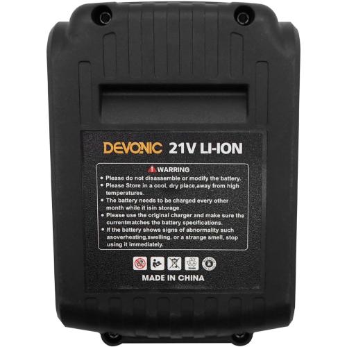 DEVONIC 21V Lithium Battery 2.0Ah 2 Pack with Charger for Power Tools, 6Inch Brushless Cordless Electric Chainsaw