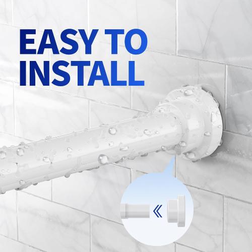 Mcrbeay Shower Curtain Rod, 1 Diameter Heavy Duty Tension Shower Rod, Non Slip Adjustable 28-74 inch No Drill Shower Curtain Rods Spring Tension For Bathroom, Shower Stall, No Rust, White