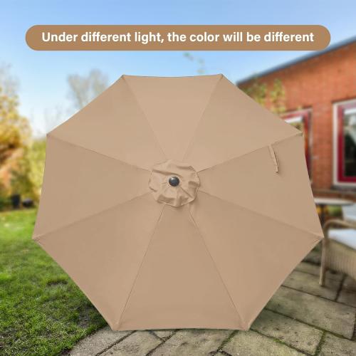 Size  9' Color tan Patio Umbrella Outdoor Table Market Yard Umbrella with Push Button Tilt/Crank