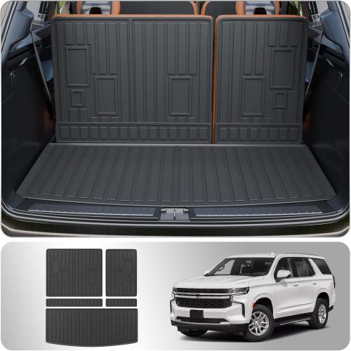Cargo Mat Compatible with 2022-2025 2026 Chevrolet Tahoe GMC Yukon Trunk Mat Cargo Liner TPE All Weather Back Seat Cover Protector 2024 Chevy Tahoe Accessories (Trunk Mat Backrest Mats)
