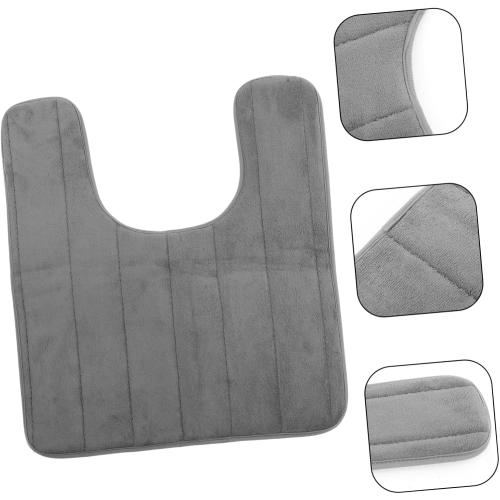 U Shaped Memory Foam Toilet Floor Mat Non Slip Bathroom Rug Pad with Soft Cushioning Skid Contour Bath Mat for Safe and Comfortable Use