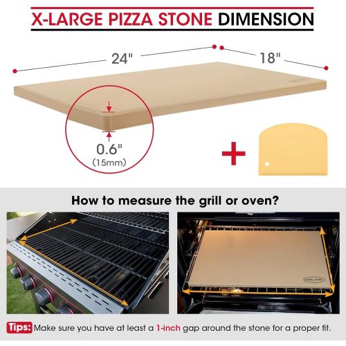 Unicook Extra Large Pizza Stone 24x18 for 36/ 48 Wall Ovens, Rectangular Baking Stone, Ideal for Baking Crispy Pizzas, Bread and Cookies, Weighs 16.9 lbs, Does Not Fit 30 Compact Ovens