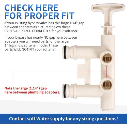 7129871 Water Softener Bypass Valve Threaded Adapter Kit, Water Softener Parts, Replaces WS15X10012, 3437, 3437299 and 42-3437, Compatible with Kenmore, GE, Whirlpool, Morton, NorthStar, EcoWater