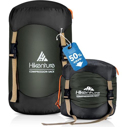 Hikenture Sleeping Bag Stuff Sack, Anti-Tear Ultralight Compression Sack | Water-Resistant Sleeping Bag Storage Sack, 10L/14L/20L/30L/45L Sleeping Bag Cover, Save 50% of Storage Space
