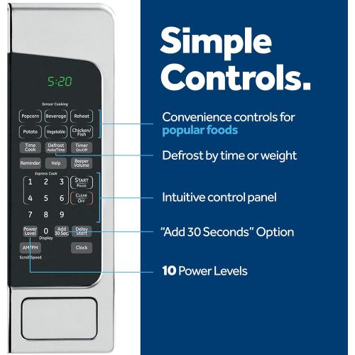 GE Countertop Microwave Oven, 1,200-watt Capacity, 2.0 Cubic Ft., 8 Auto Setting Cooking Settings, Child-Lock Technology, Kitchen Essentials for the Countertop, Dorm Room or Apartment, Black