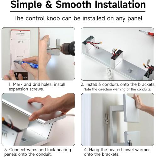 P&Bhusri Electric Heated Towel Rack, Black Towel Warmer with Adjustable Temperature (98–149°F) and Timer (1-24h, On), Fast Heating and Drying for Bathroom, Memory & Remote Control Compatible