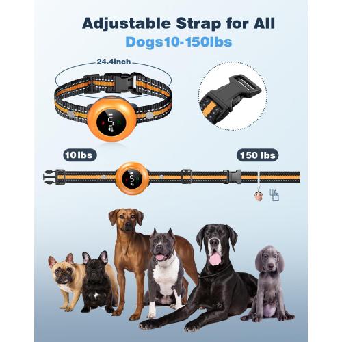 2-in-1 Dog Shock Collar & Dog Bark Collar - Smart Anti Barking Dog Training Collar with 5 Adjustable Sensitivity & 3300FT Remote for All Breeds IP67 Waterproof Rechargeable E-Collar (Orange)