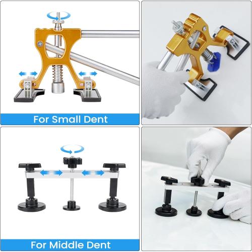 55Pcs Car Dent Puller Kit, Paintless Dent Remover Tool with Adjustable Dent Lifter & Bridge Puller, Dent Repair Kit for Auto Body Large & Small Dents, Hail Damage Dent Removal 98% of Car Dents