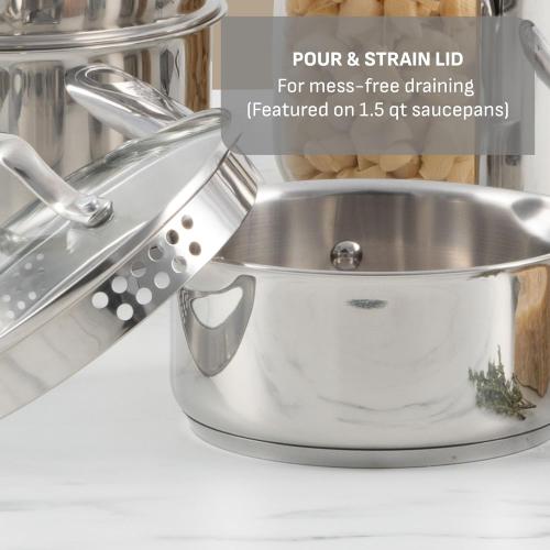 T-fal Stainless Steel Pots and Pans Set 13 Piece, Induction, Oven Broiler Safe 500F, Kitchen Cooking Set w/Fry Pans, Saucepans, Saute Pan, Dutch Oven, Steamer, Cookware, Dishwasher Safe, Silver