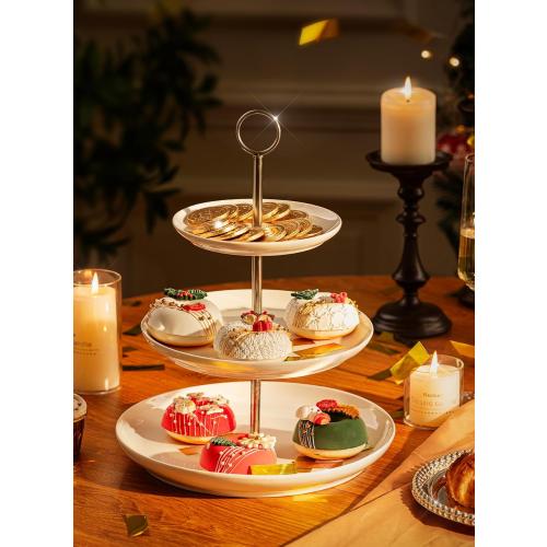 Sweese 3 Tier Cupcake Stand- White Porcelain Cake Stand- Dessert Stand, Tiered Serving Trays for Parties