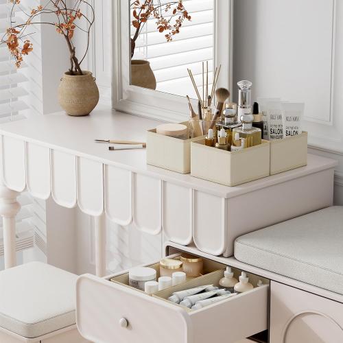 DIMJ Drawer Organizer Clothes, 12 Pack Dresser Organizer, Foldable Closet Organizers and Storage, Fabric Dresser Bins, Drawer Dividers for Nursery, Baby Clothes, Underwears, Sock (Beige)