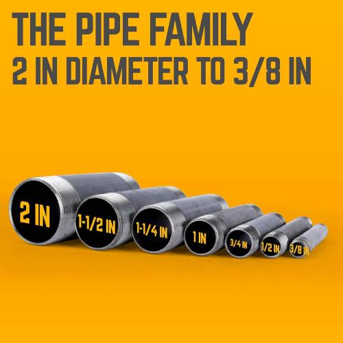 PIPE DECOR Black Steel Plumbing Pipe, 2 in. Dia. x 24 in. Pre-Cut Pipe Fits Standard 2 Inch Black Threaded Pipes, Nipples and Fittings, 2 Pack